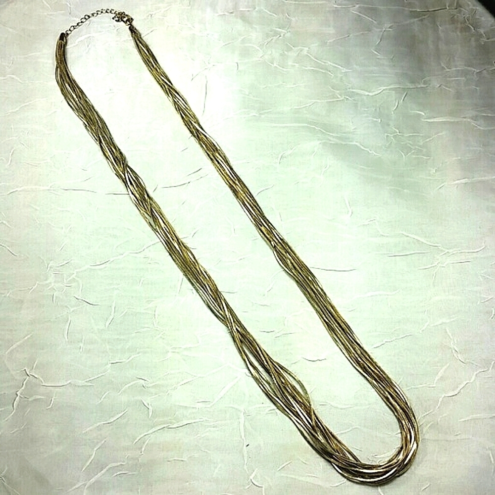 Necklace 34" Multiple Strand Gold Plated Snake Chain Glamorous Mobwife EUC